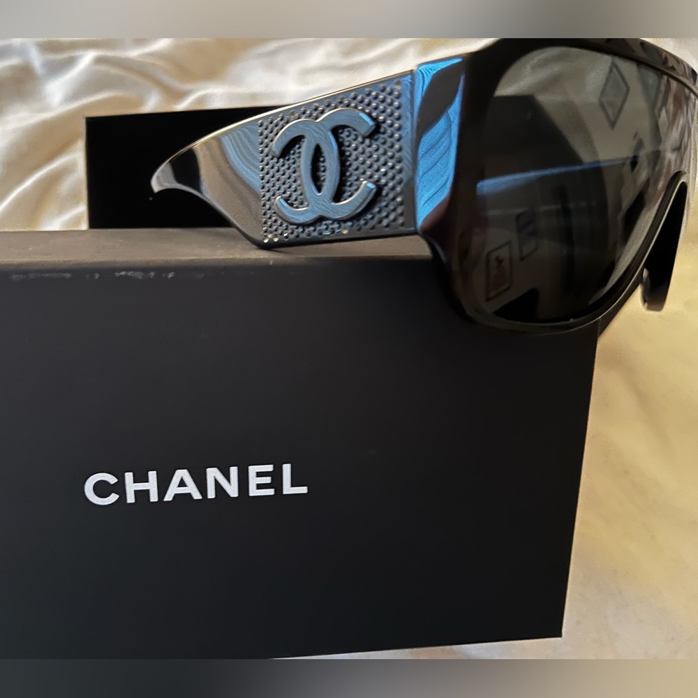 Chanel shield monochrome crystal sunglasses